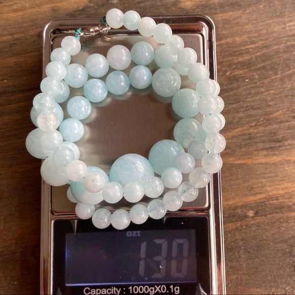 AQUAMARINE BUBBLE SHORT STATEMENT NECKLACE - Picture 7 of 13